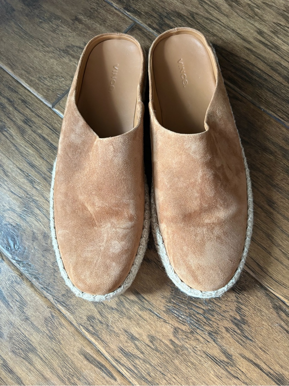 Vince Ulla Tan Suede Espadrille Slip-On Mules